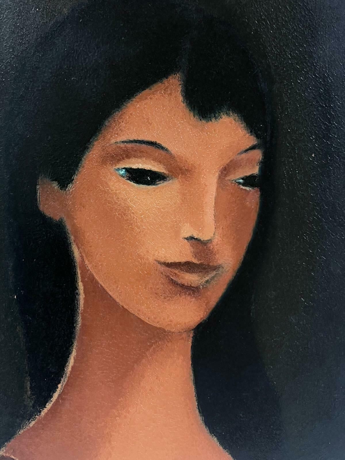 French School1960's French Modernist Oil Painting Portrait Of Distinctive Lady, Framed photo 918.0