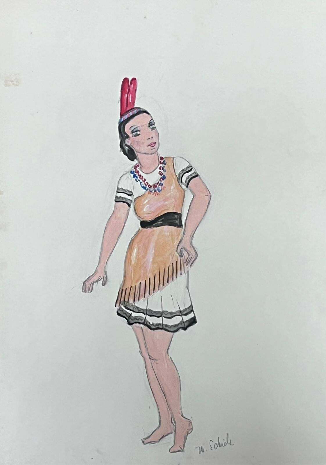 Marjorie Schiele (1913 2008)set Of 9 Figure Illustrations Egyptian Classical Characters Listed American photo vintage