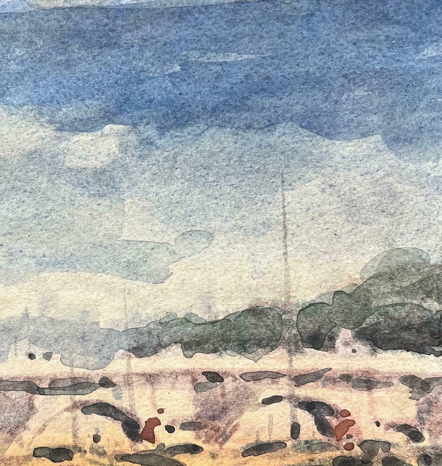 Maurice Mazeiliefrench Impressionist Watercolor Of Parisian Bridge Scene20th Century photo for sale