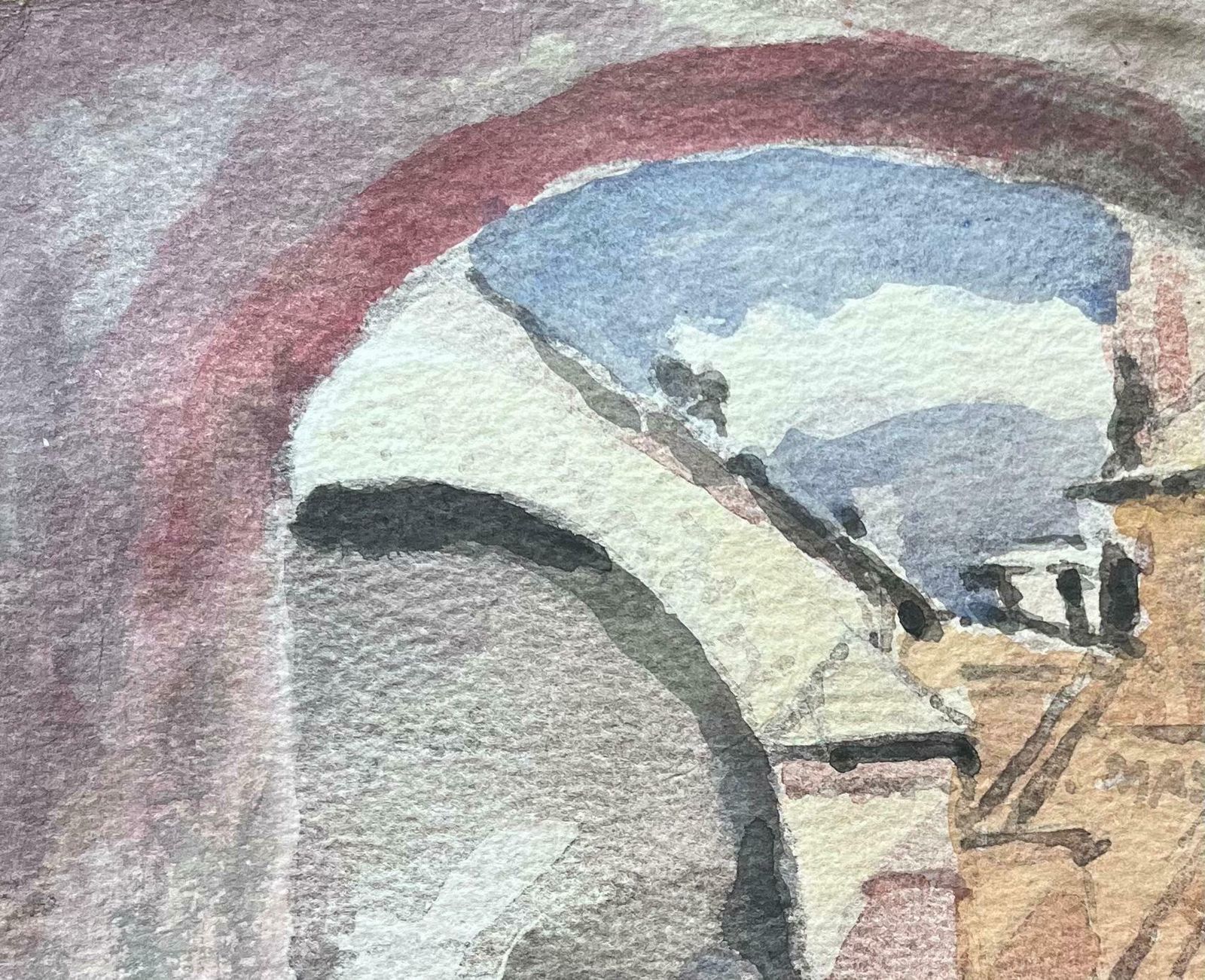 Maurice Mazeiliefrench Impressionist Watercolor Of Parisian Archway View20th Century photo for sale