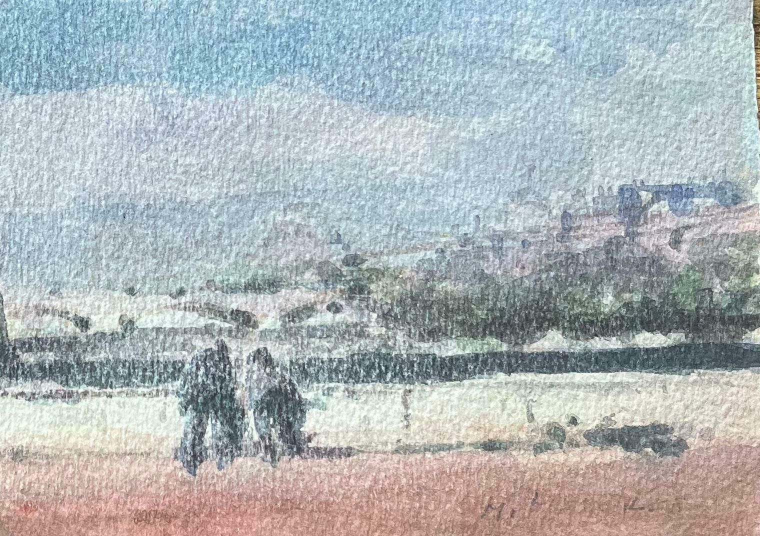 Maurice Mazeiliefrench Impressionist Watercolor Of Towers By The River In Paris20th Century photo Art