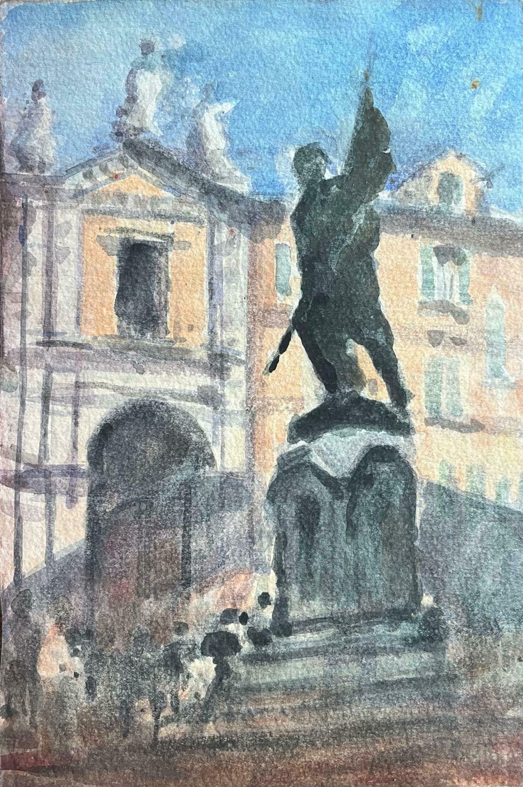 Maurice Mazeiliefrench Impressionist Watercolor Of Parisian Monument And Classical Building20th Century