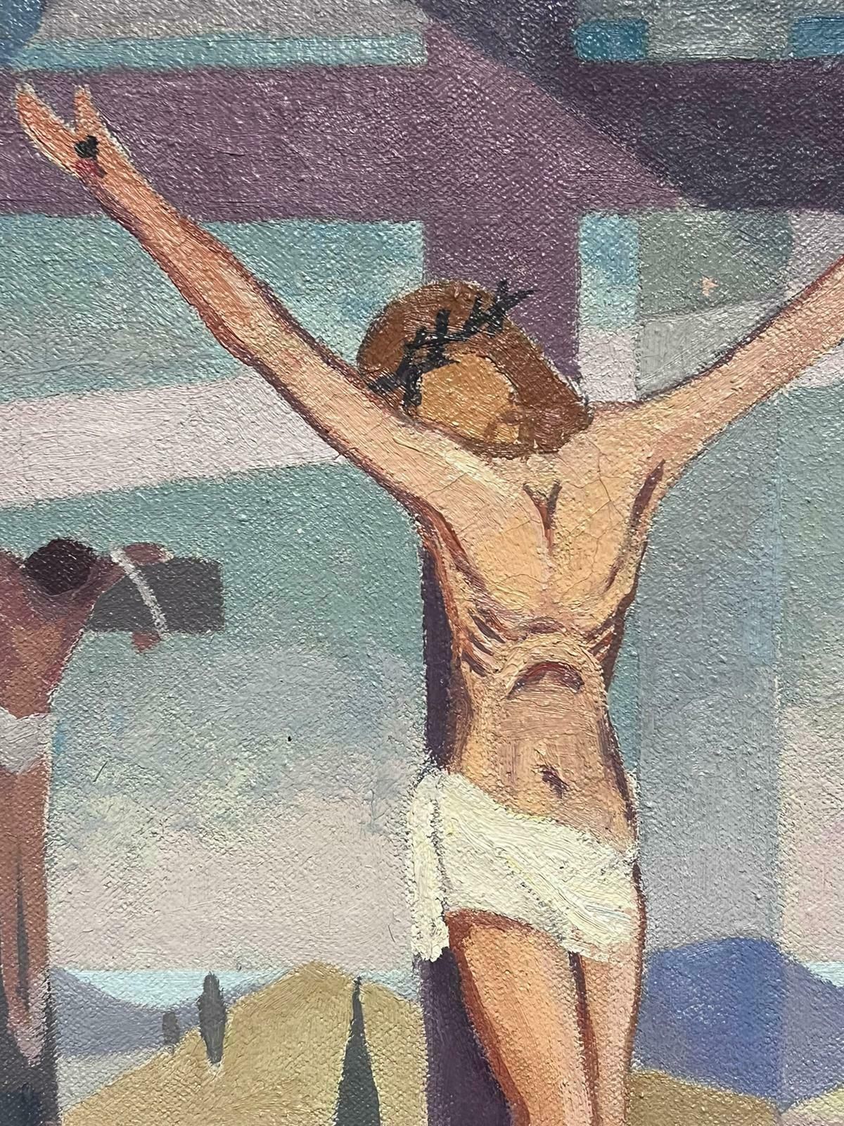 Jean Laforgue1950's French Cubist/ Modernist Oil Painting One Of The Stations Of The Cross 1950's photo for sale