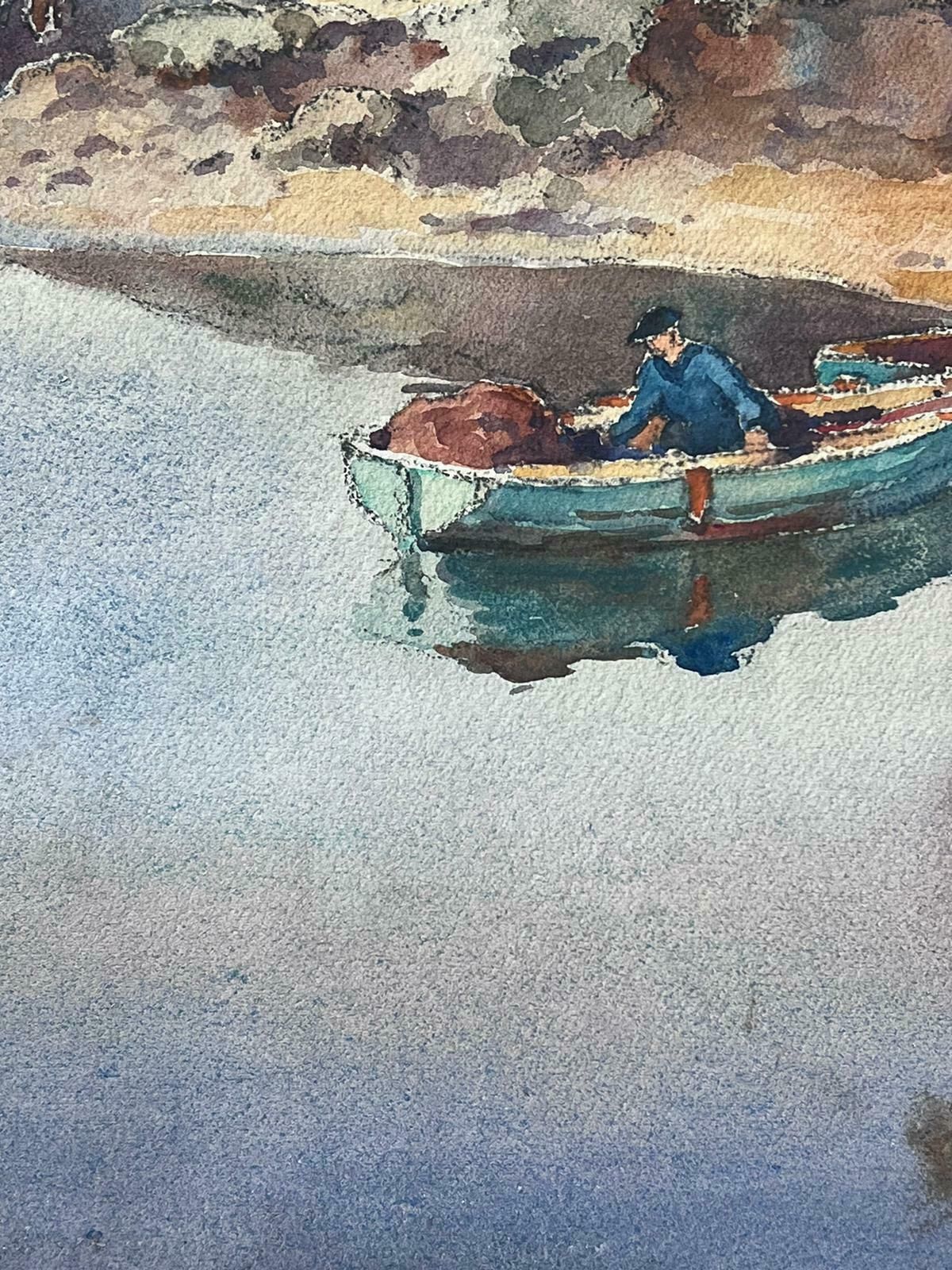 Jean Laforguemid 20th Century French Post Impressionist Painting Man Rowing On Empty Lake photo for sale