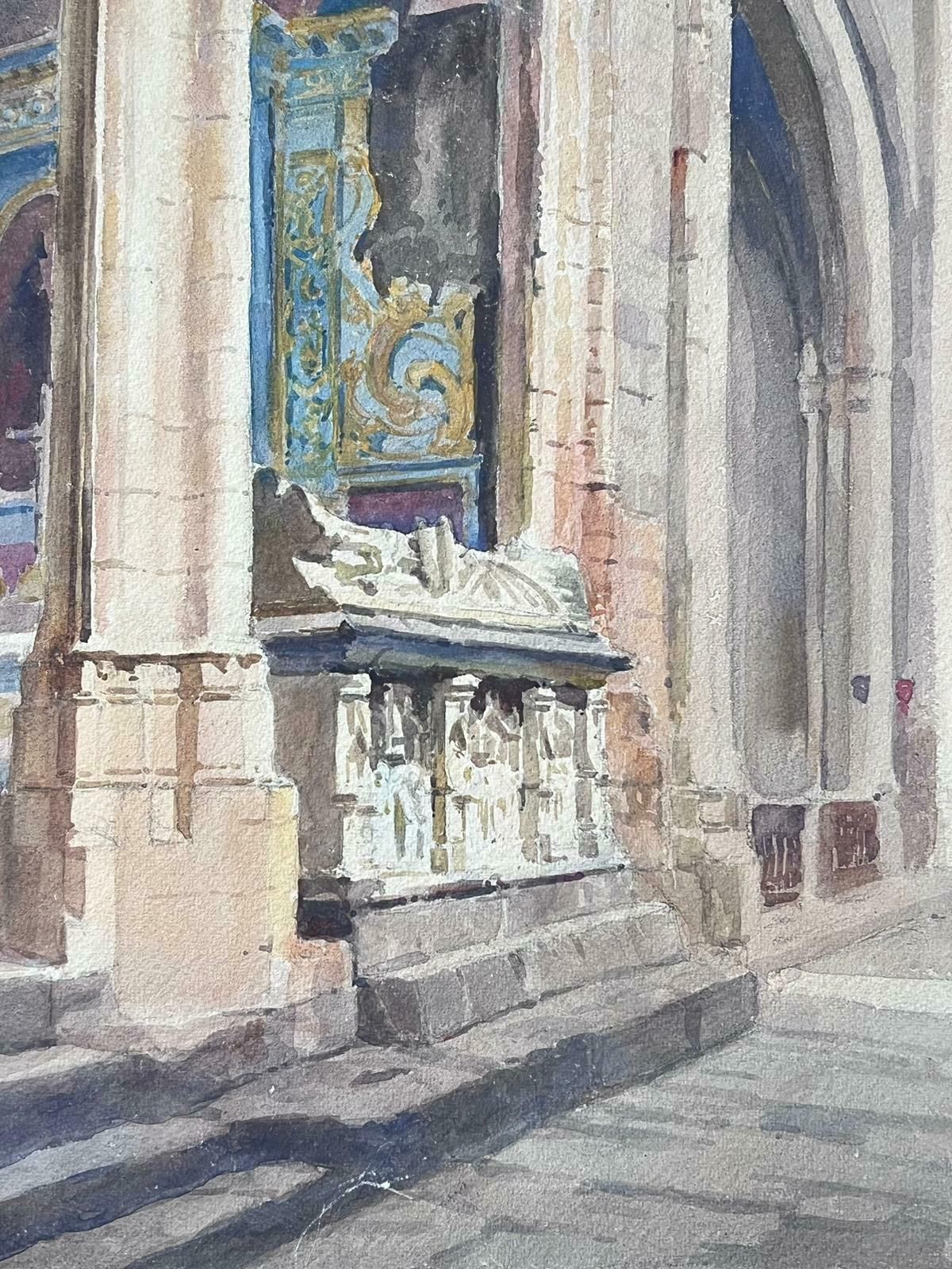 Jean Laforguemid 20th Century French Post Impressionist Painting Interior Of A French Church photo 610.0