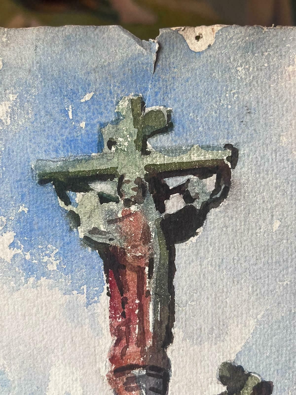 Jean Laforguemid 20th Century French Post Impressionist Painting Religious Statue photo for sale