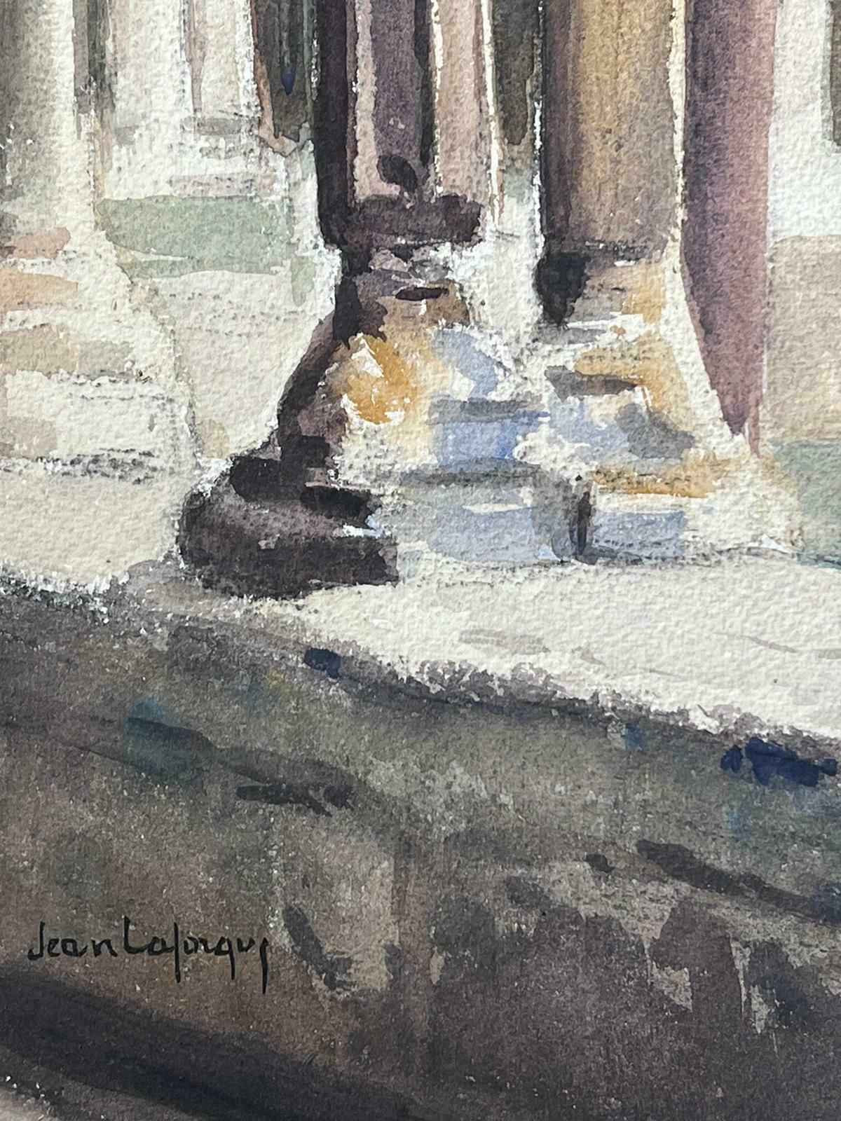 Jean Laforguemid 20th Century French Signed Painting Tall Stone Arch Corridors photo vinterior