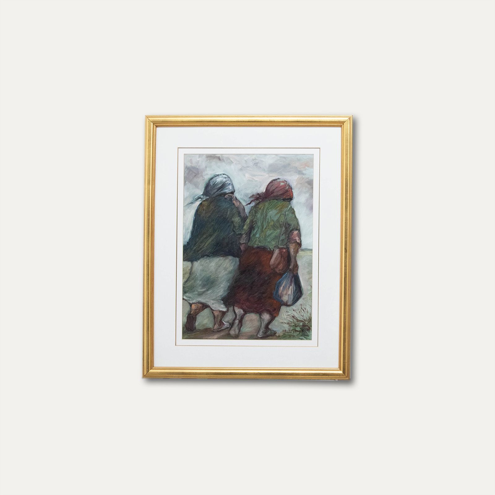 Amos A. Langdown (1930 2006) South African Oil, Two Ladies With Shopping photo buy
