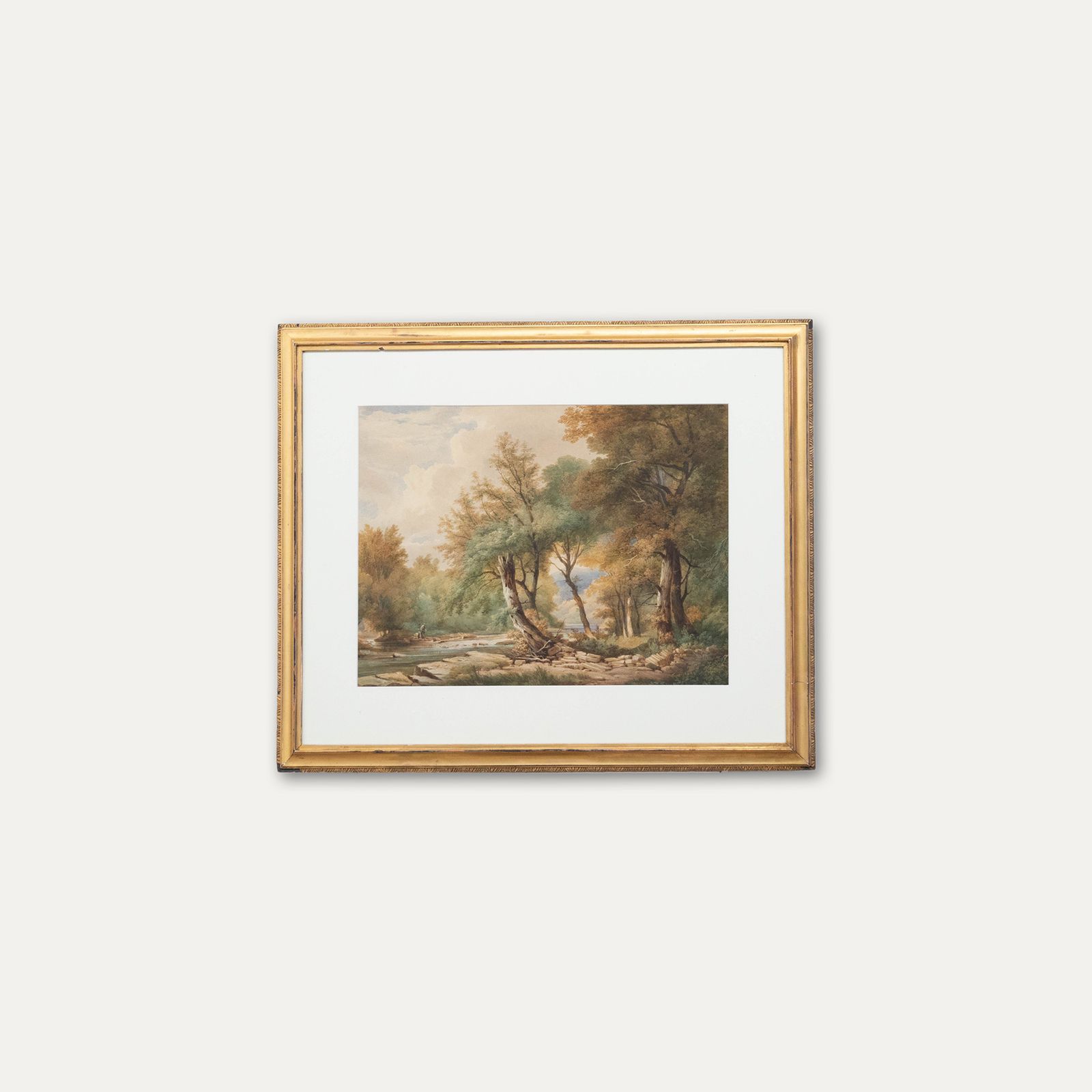 Framed English School Mid 19th Century Watercolour The Fishing Trip photo vinterior