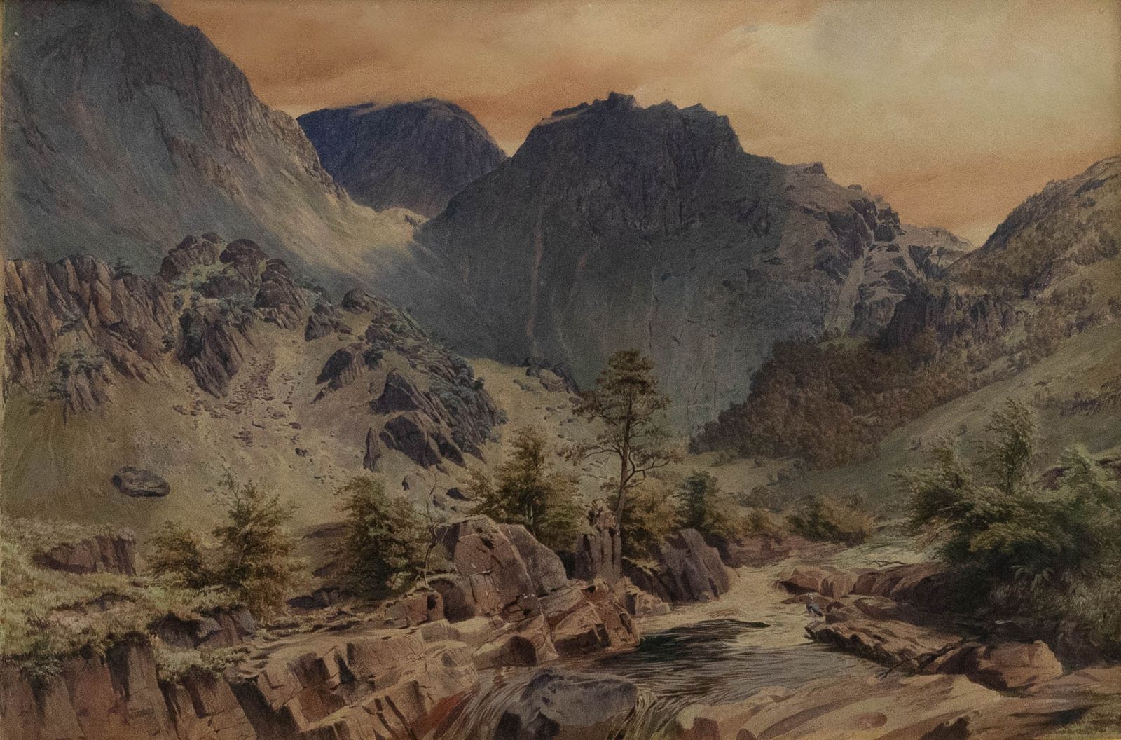 Attrib. William F. Rosenberg (1825 1870) Watercolour, Norwegian Landscape photo furniture