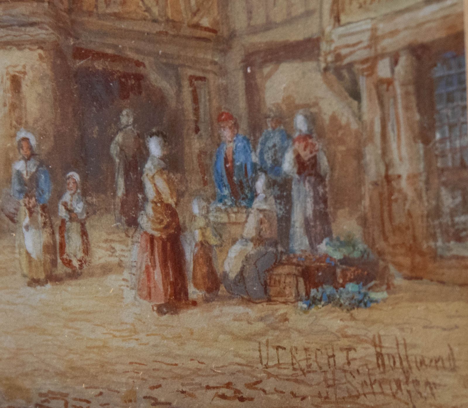 Henry Schafer (1833 1916) Mid 19th Century Watercolour, A Market In Normandy photo vinterior