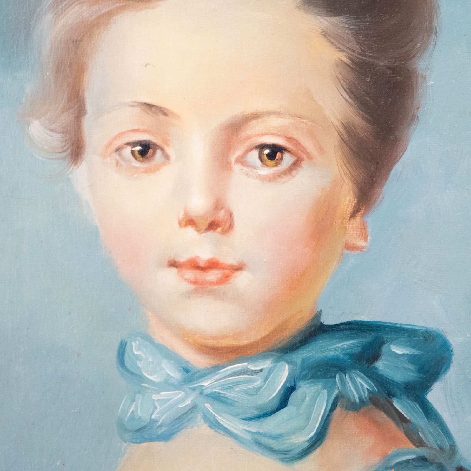 After Jean Baptiste Perronneau Framed 20th Century Oil, A Girl With A Kitten photo Art