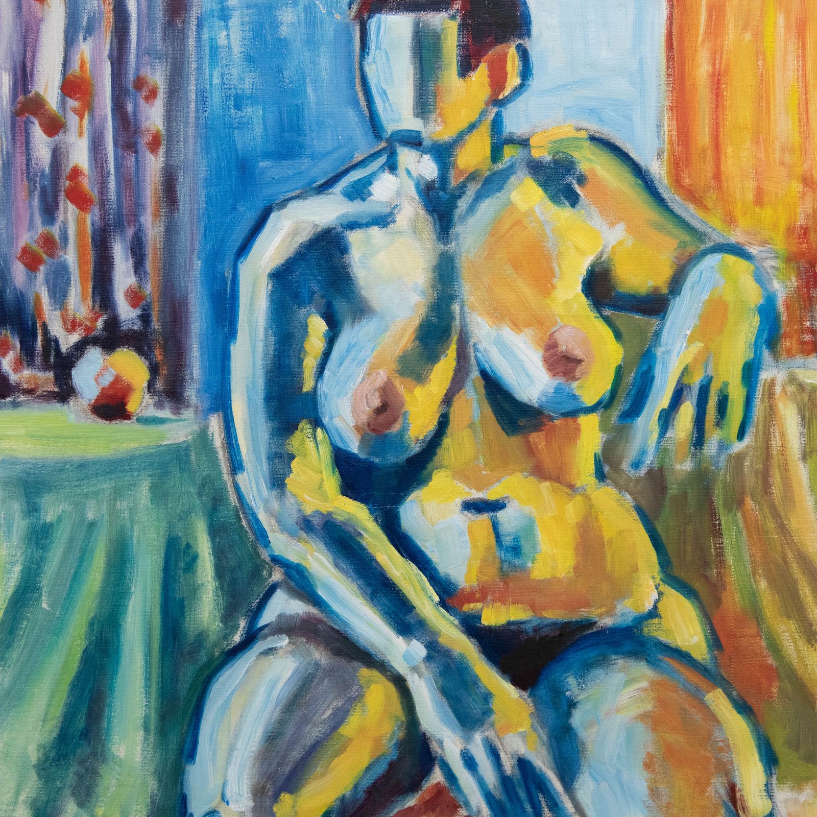 Swedish School Mid 20th Century Oil Fauvist Nude Study photo Art