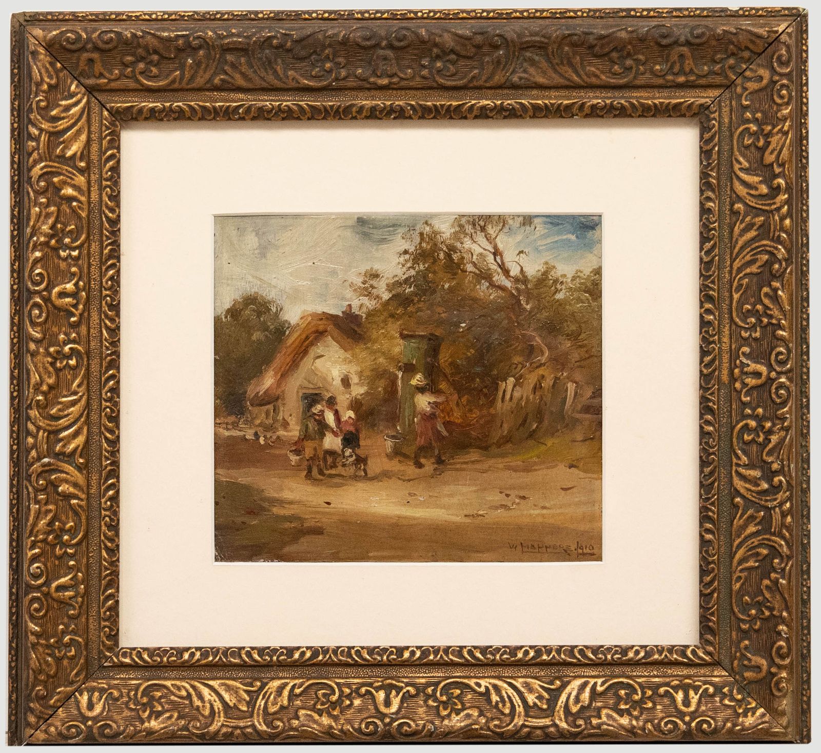 William Manners (1860 1930) Framed Oil, The Village Water Pump