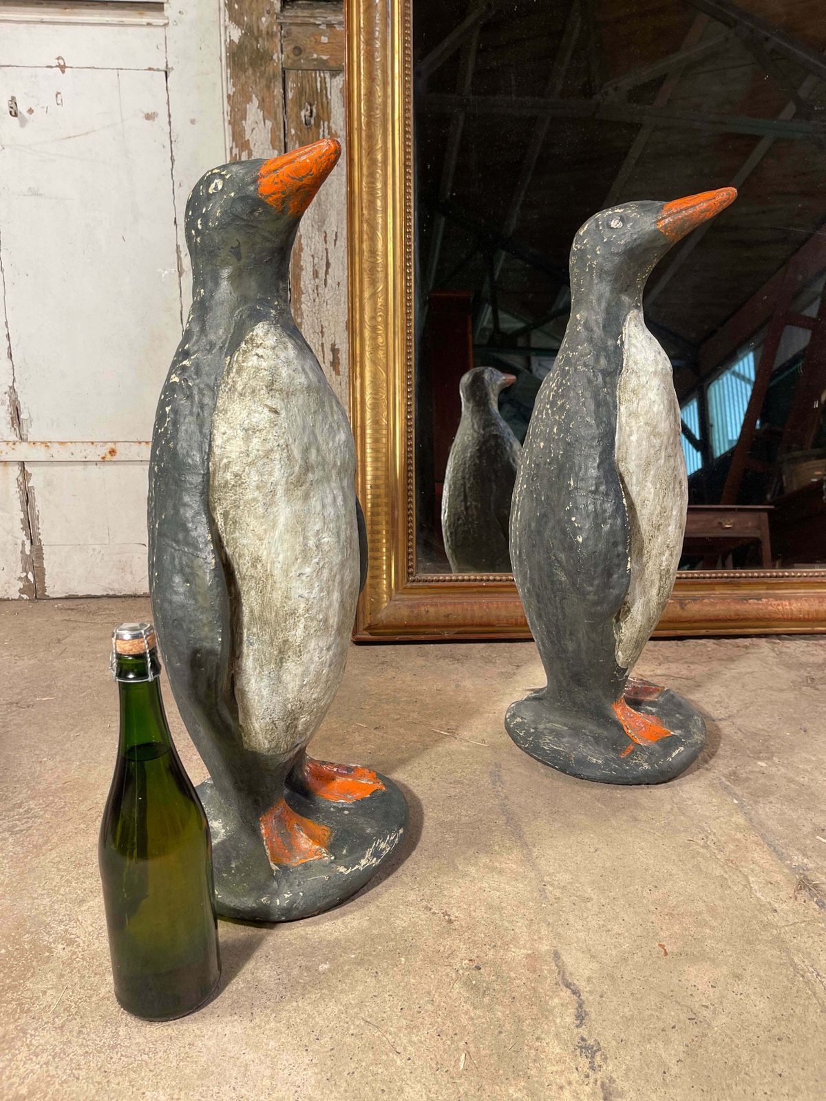 Fabulous Pair Of Antique French Decorative Penguins Circa 1920 photo vinterior