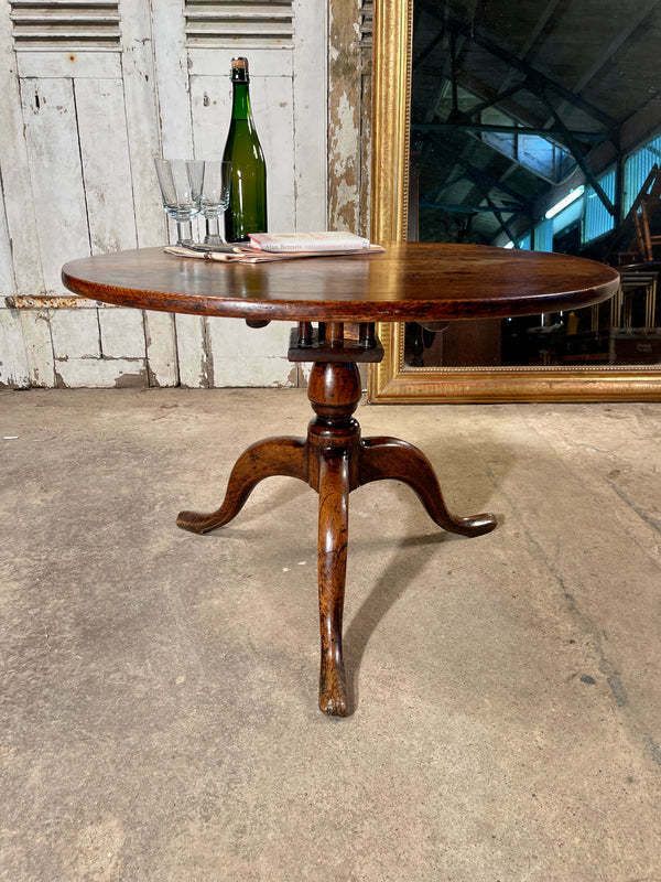Antique Georgian Country House Oak “Bird Cage” Tilt Top Wine Table Circa 1780