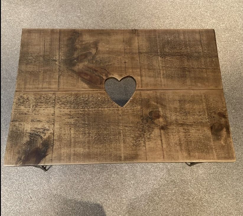 Hand Made Hairpin Leg Coffee Table With Heart Design