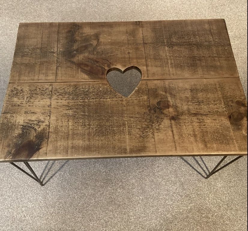 Hand Made Hairpin Leg Coffee Table With Heart Design photo furniture
