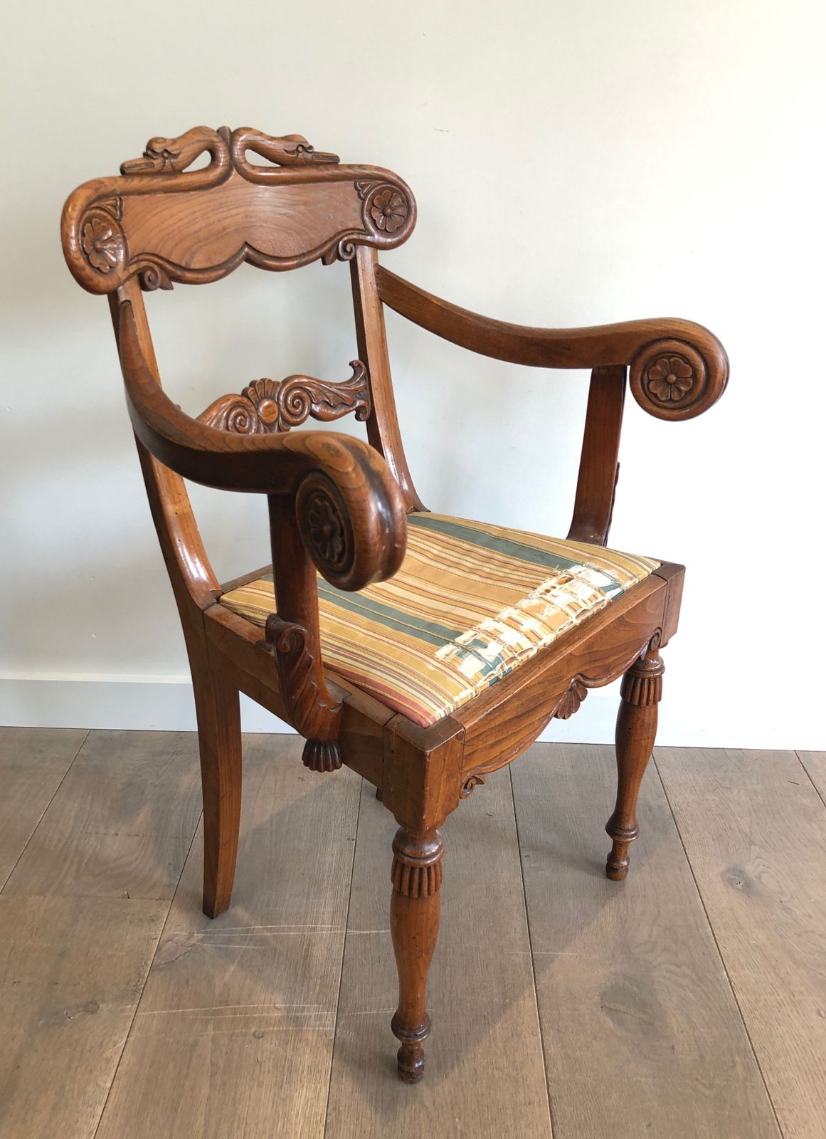Furniture English Regency Mahogany Desk Chair With Swan Neck Decor photo