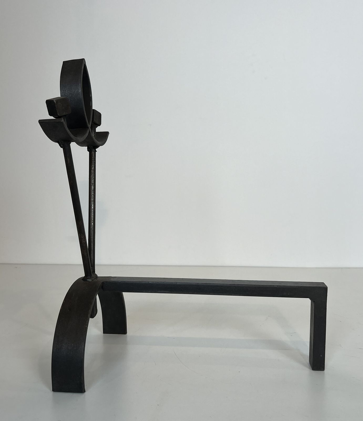 photo vinterior Pair Of Modernist Wrought Iron Andirons