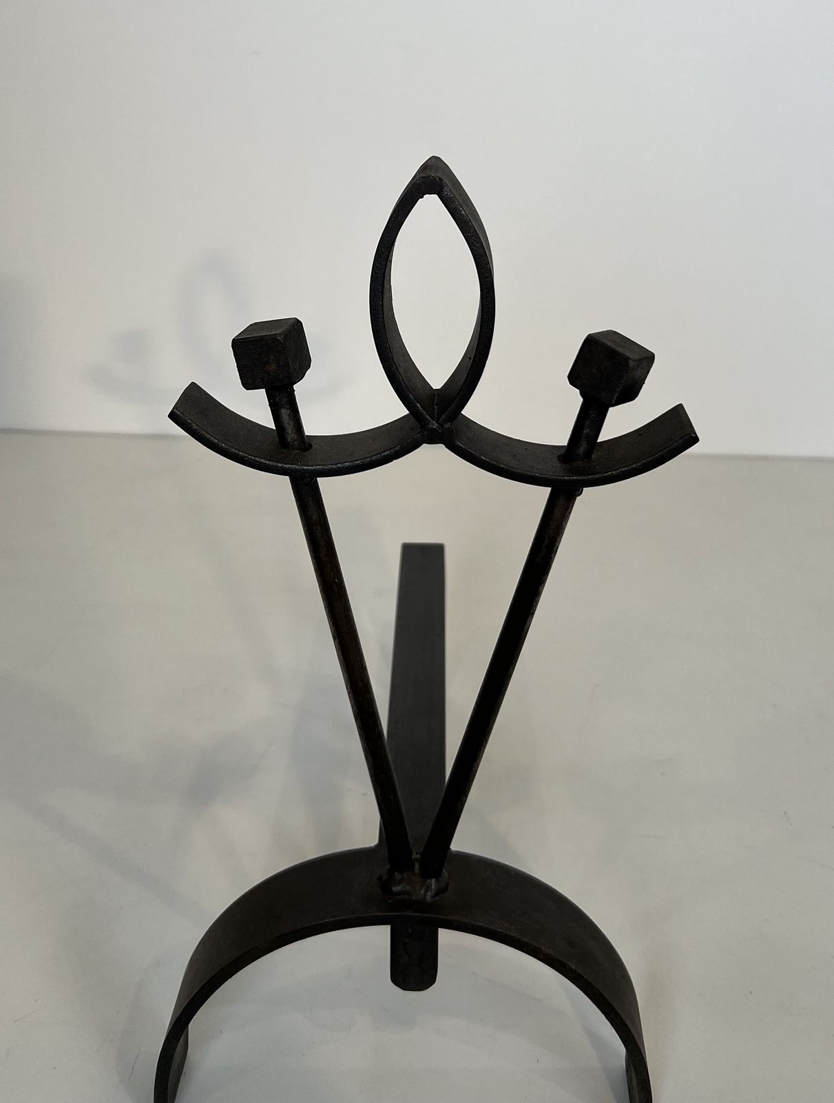 photo buy Pair Of Modernist Wrought Iron Andirons