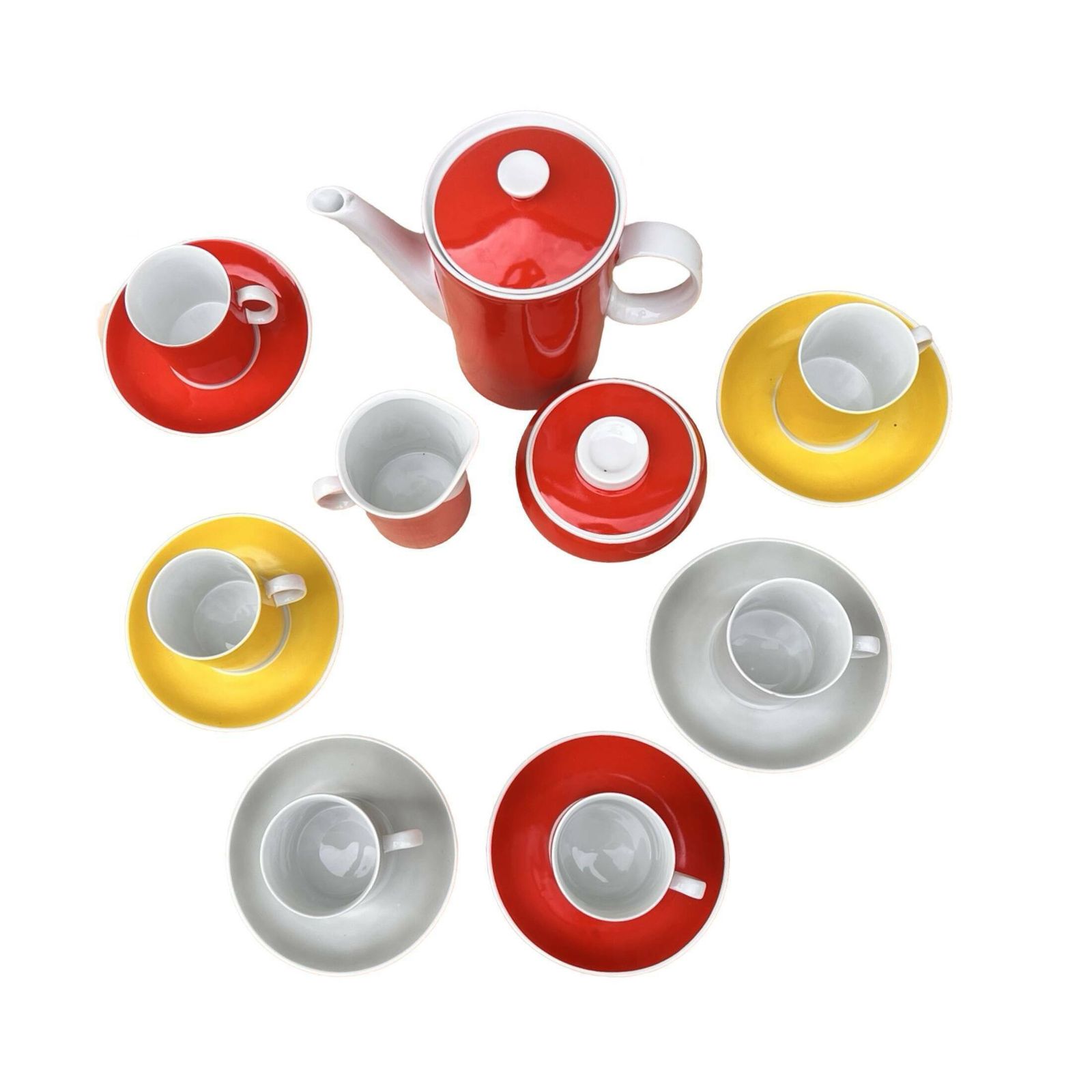 Coffee Service For 6 People, Milo Designed By A. Sadulski, Karolina Table Porcelain Plant, photo for sale