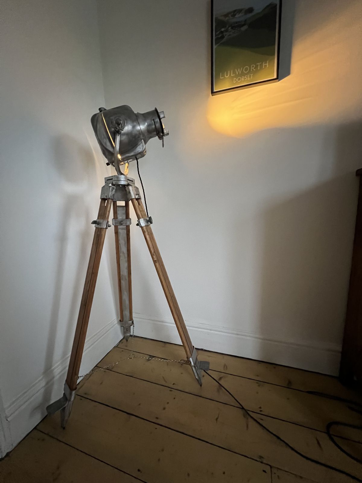 Vintage Movie Theatre Spot Light Tripod Floor Lamp Queens Theatre, Shaftesburyenue, London