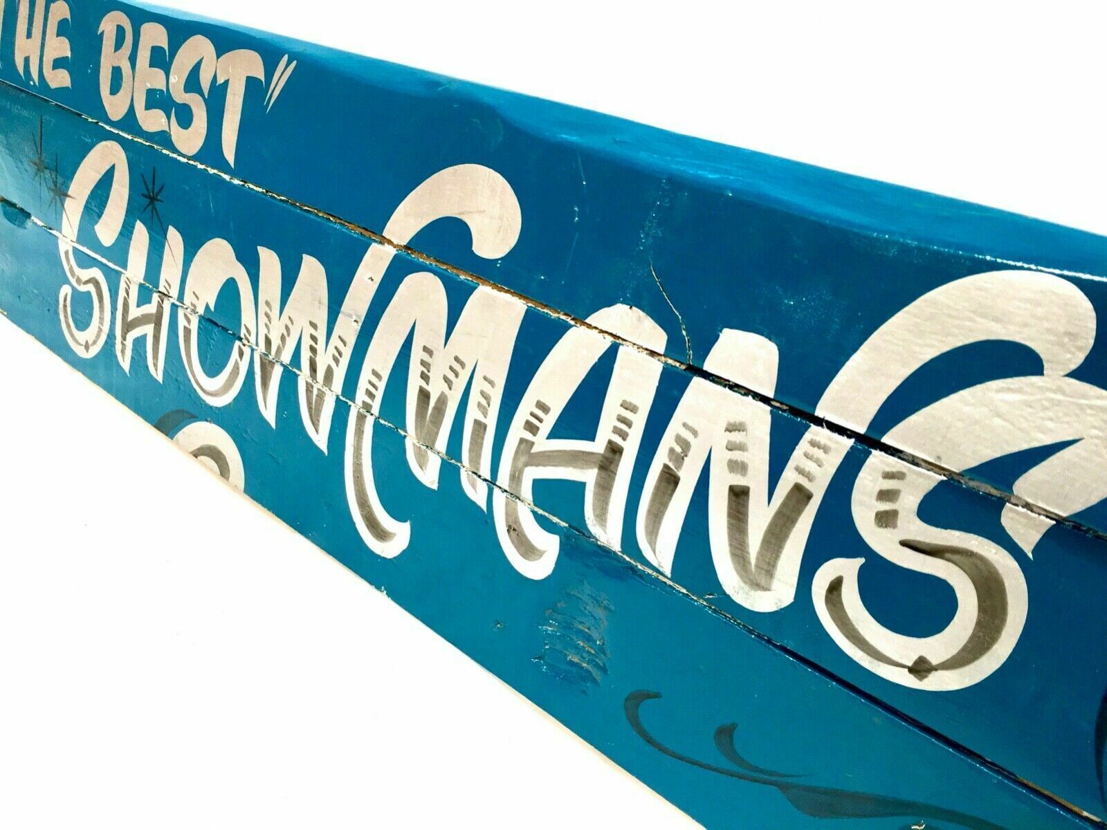 Vintage Large Wall Hanging Fairground Sign The Best Showman's / Paint On Board photo vintage
