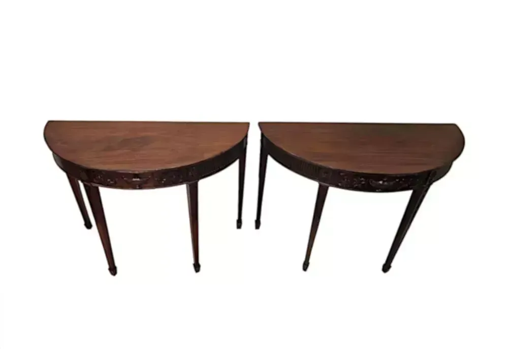A Very Rare Pair Of Late 19th Century Adams Design Demi Lune Side Or Console Tables photo 6615.5207