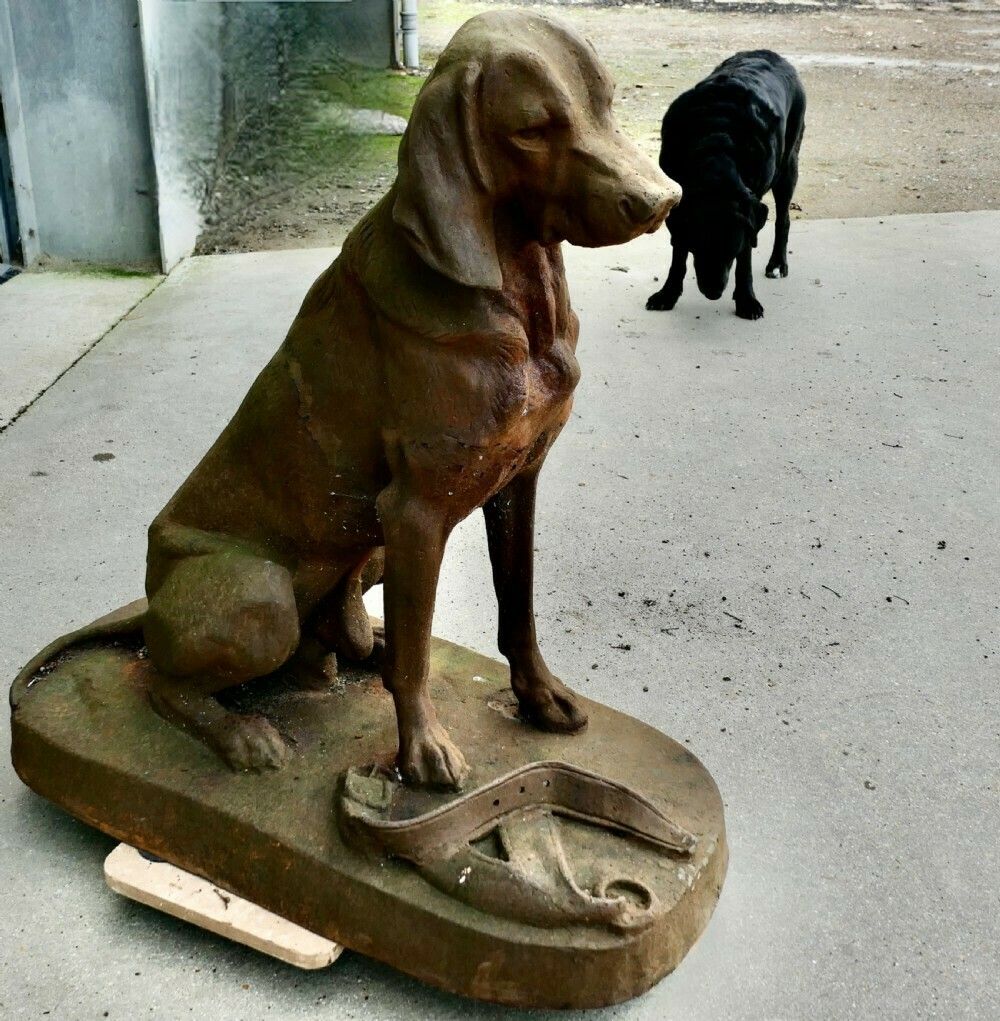 Cast Iron Statue Of A Seated Hunting Dog photo buy