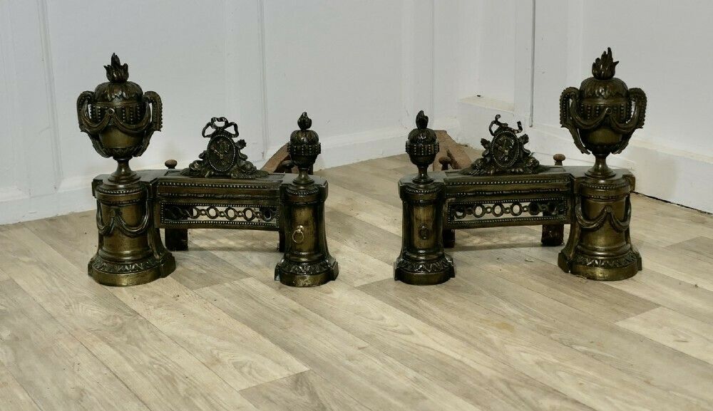 A Pair Of Large French 18th Century Brass Chenets