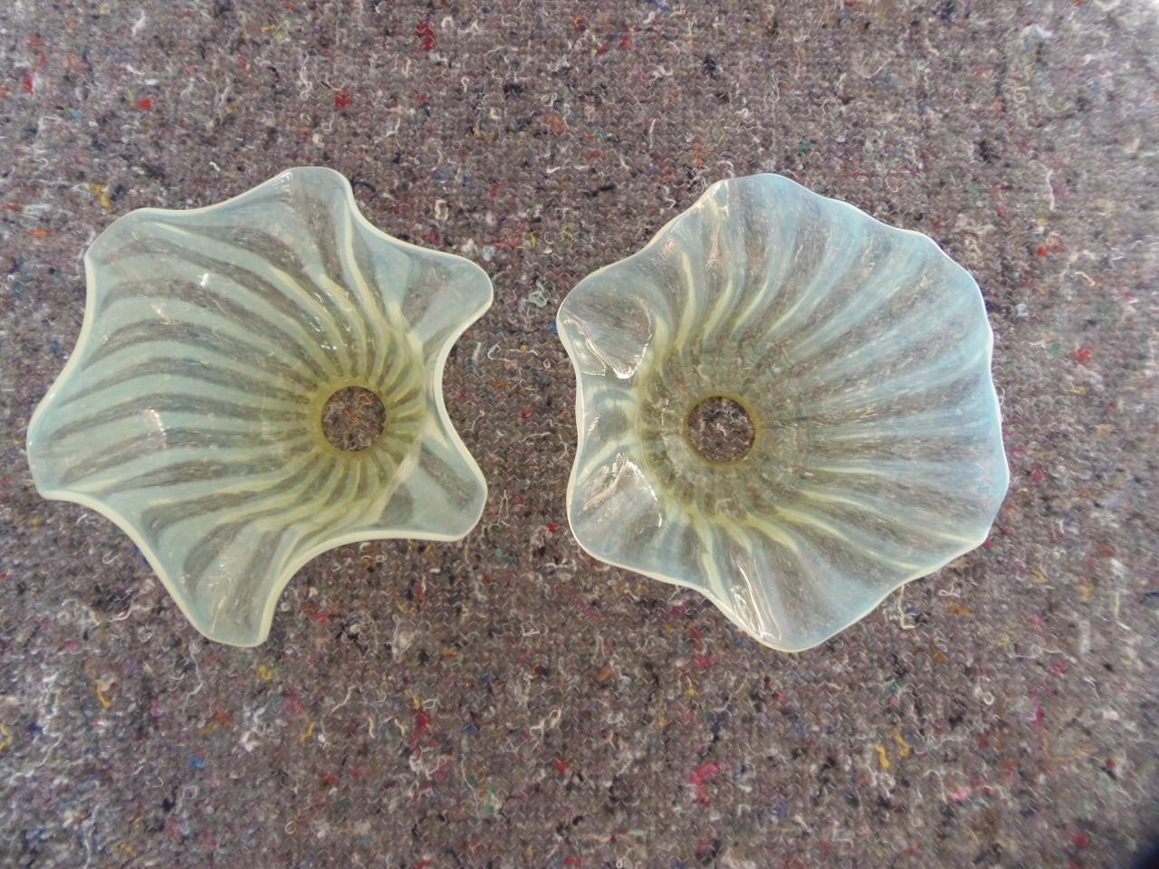 Vaseline Glass Shades .A Pair . photo vinterior