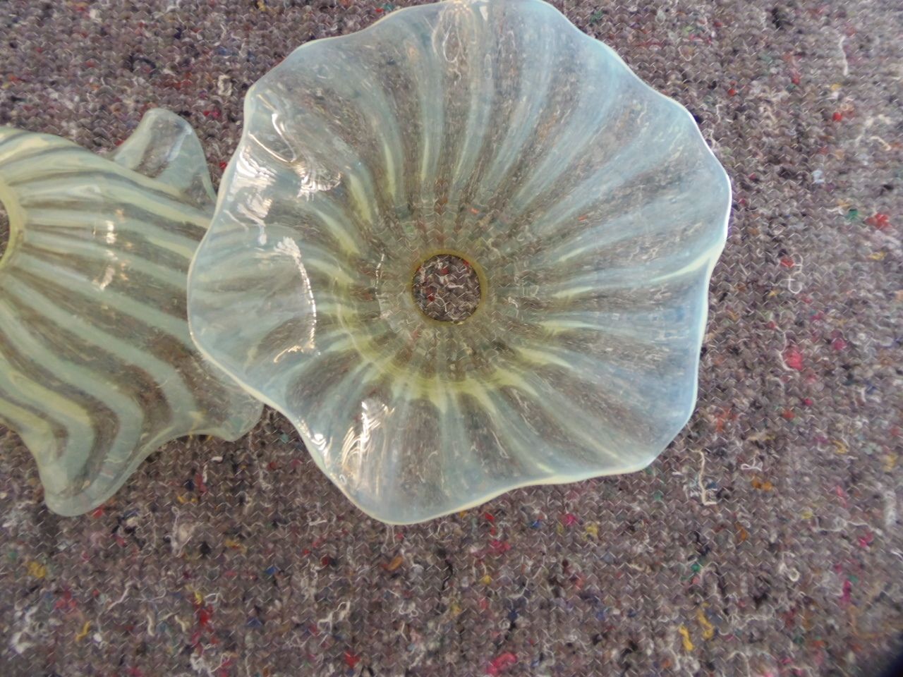 Lighting Vaseline Glass Shades .A Pair . photo