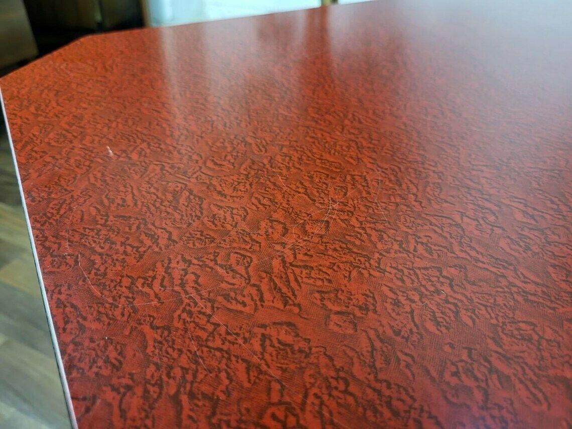 Vintage 60's Red Formica Coffee Table Black Dansette Legs Mid Century Atomic Mcm photo for sale