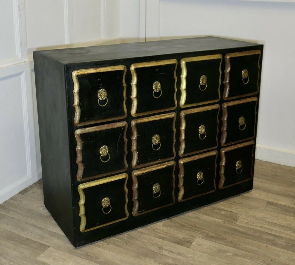 Black And Gold Haberdashery Draper Shop Cabinet photo for sale