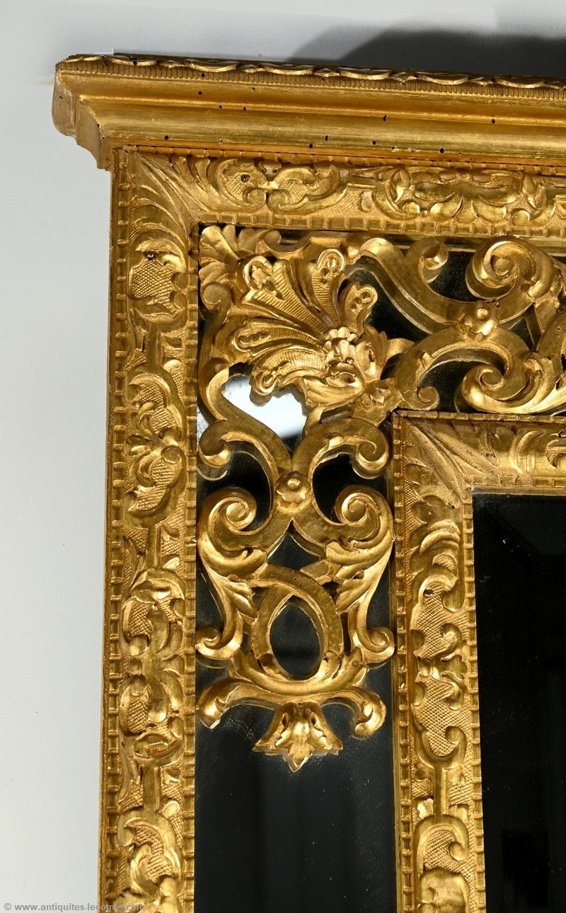 Gilded Wood Glazing Bead Mirror, Napoleon III Period – Mid 19th Century photo furniture