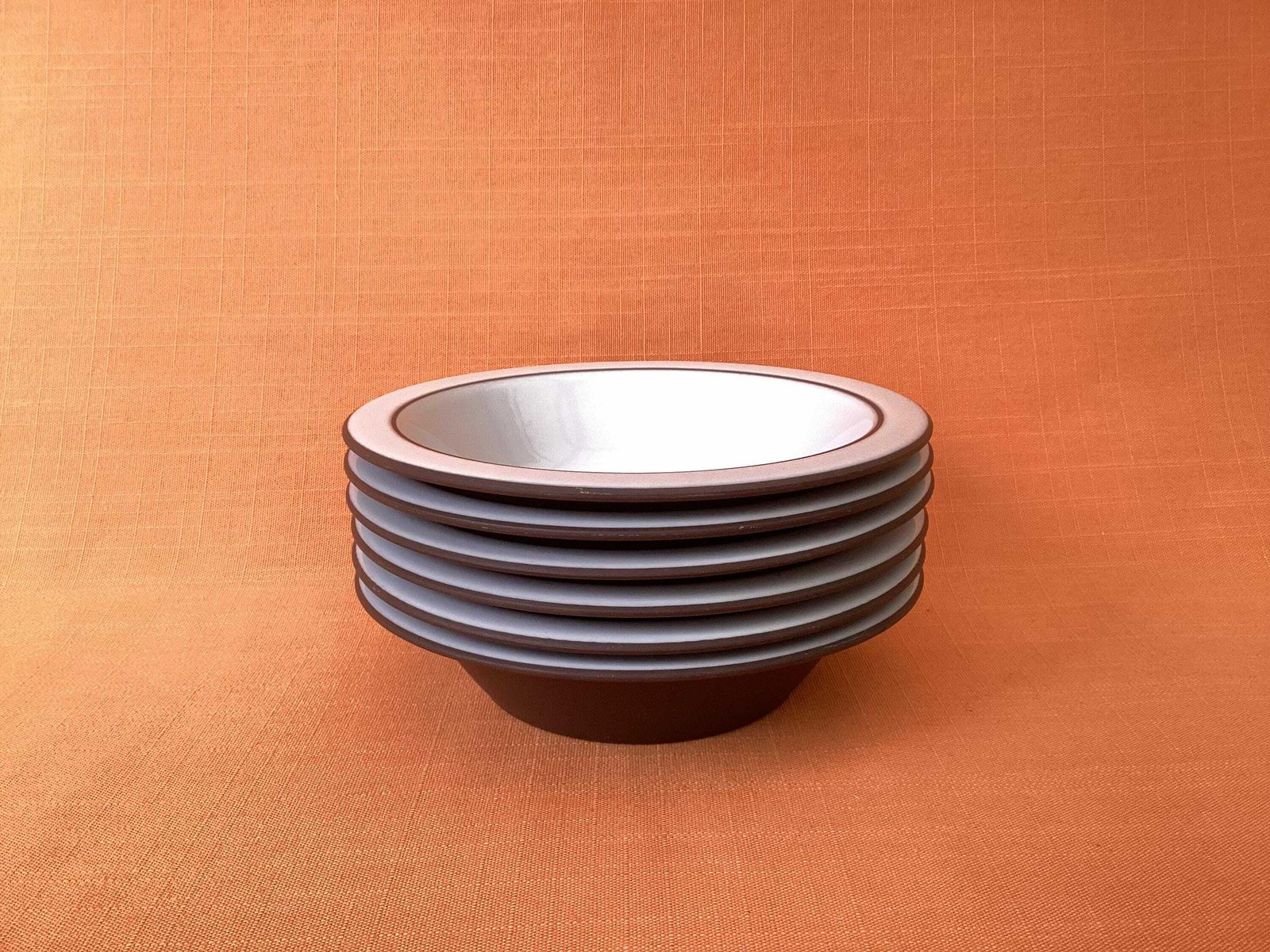 1970s Hornsea Charisma Rimmed Soup/Cereal Bowls (Set Of 6), Hornsea Charisma Cereal Bowls, 6.5” Diameter, Retro Hornsea Pottery photo furniture
