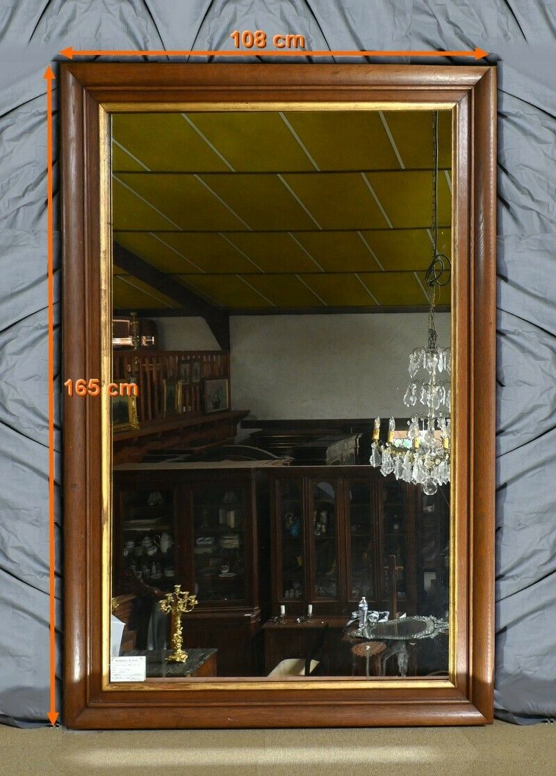 Important Mirror In Oak And Golden Wood – 1900 photo vintage