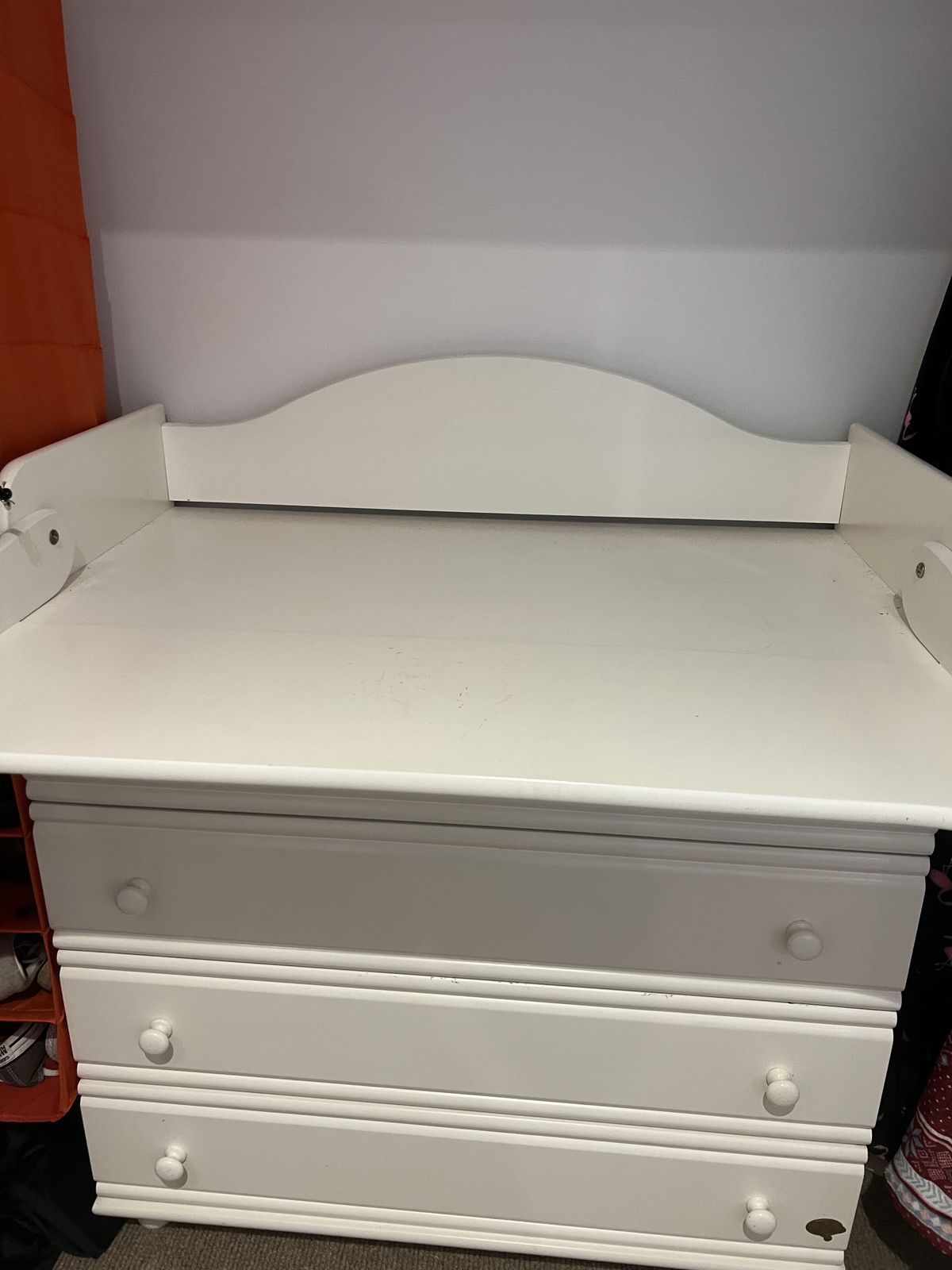 White Chest Of Drawers With Foldable Table On Top photo for sale