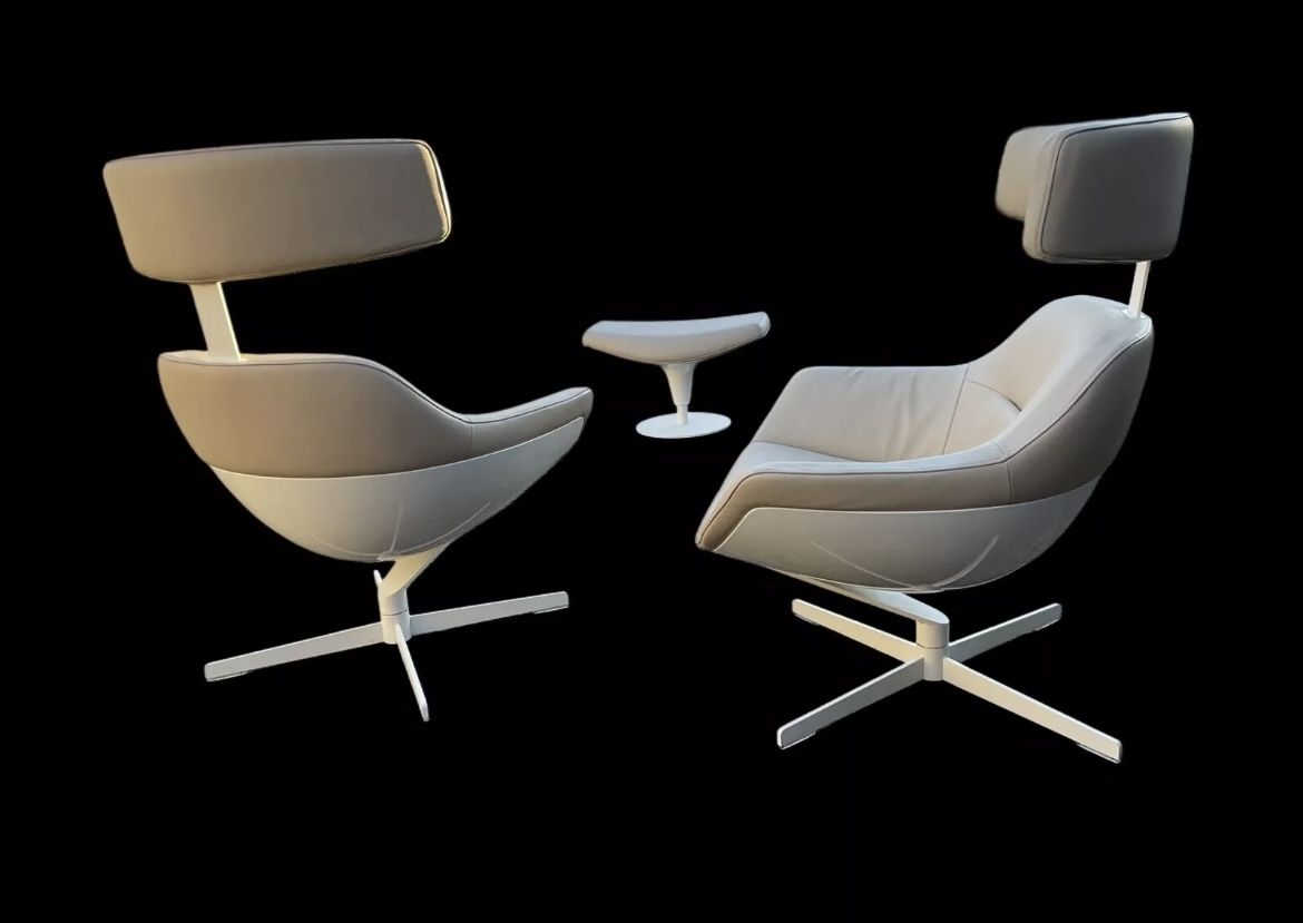 Jean Marie Massaud For Cassina 277 Auckland Lounge Chairs And One Ottoman photo for sale