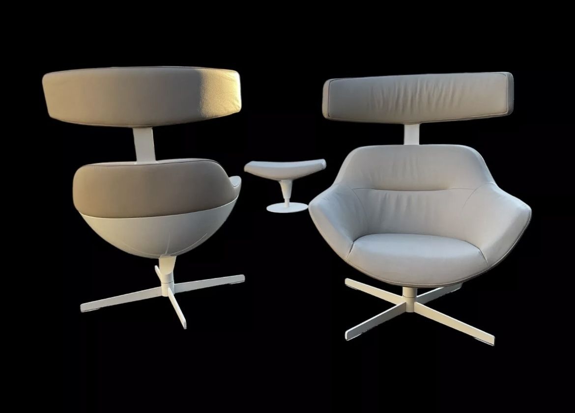 Furniture Jean Marie Massaud For Cassina 277 Auckland Lounge Chairs And One Ottoman photo