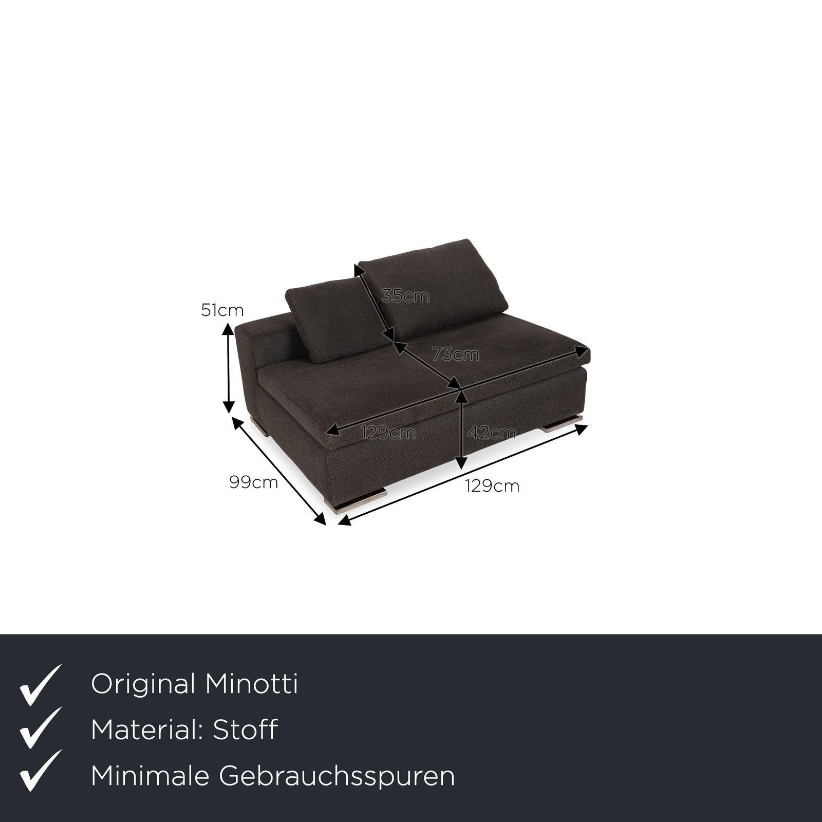 Canapé 2 places Minotti Moore en tissu gris photo furniture