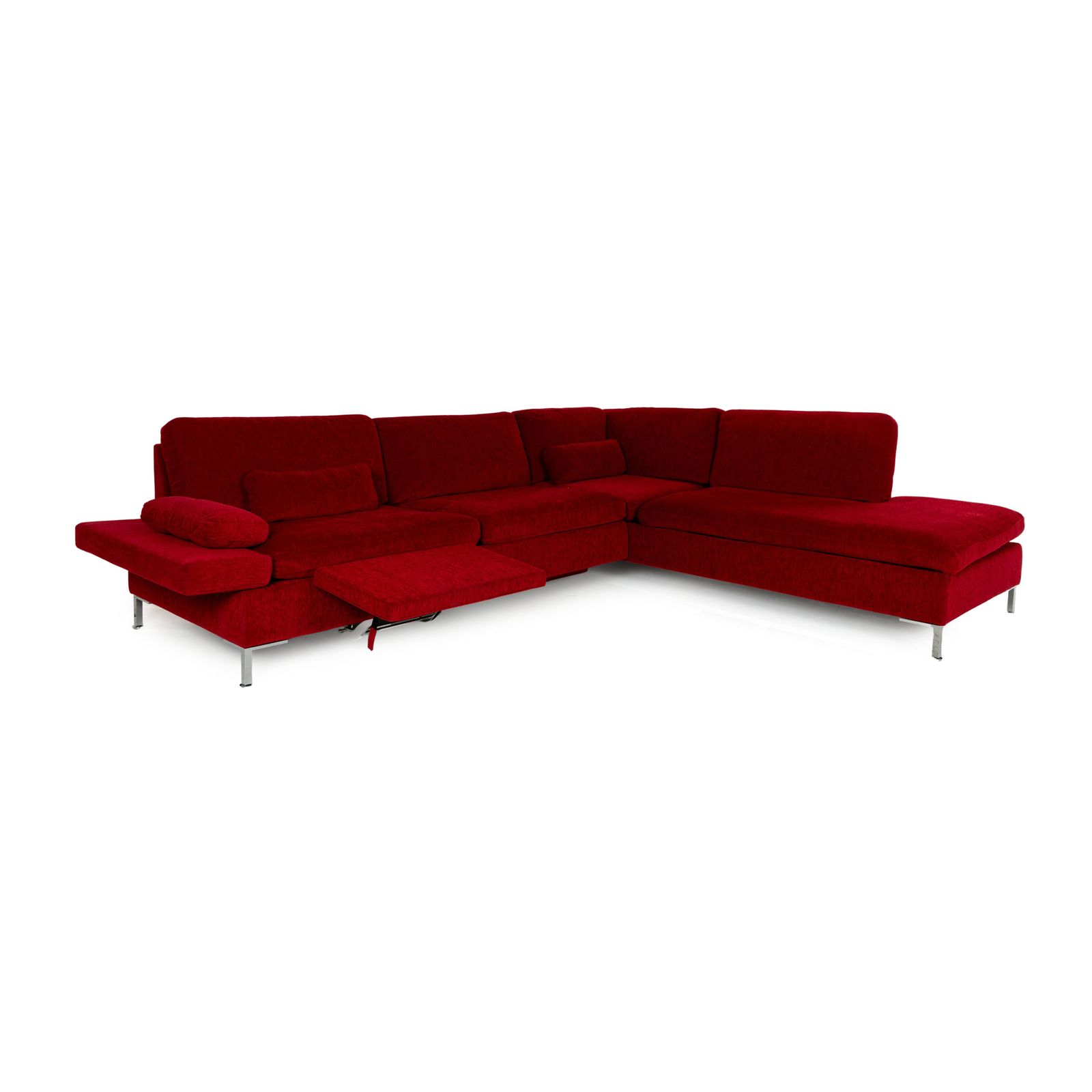 photo furniture Canapé d'angle Brühl Alba en tissu rouge, fonction manuelle