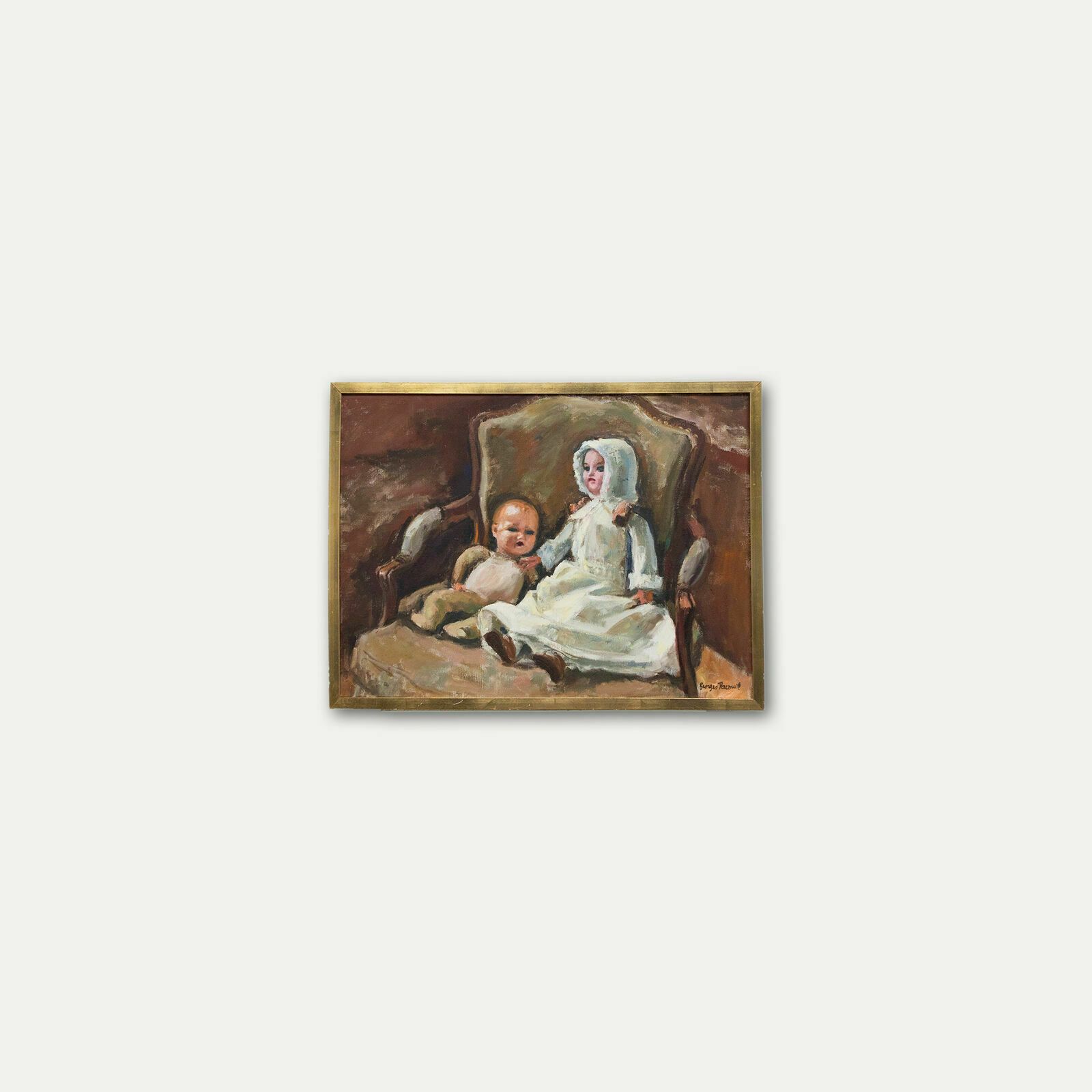 Georges Pacouil (1903 1996)   Framed Mid 20th Century Oil, Dolls In An Armchair photo buy