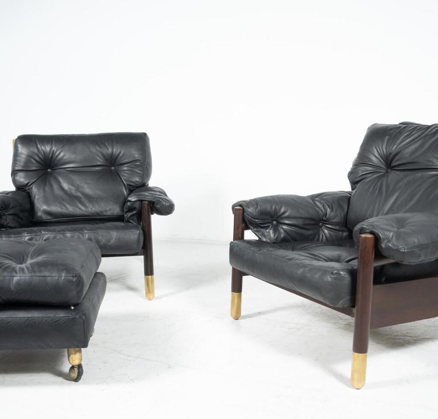 Pair Of “Sella” Armchairs With Ottoman By Carlo De Carli For Sormani, 60s photo for sale