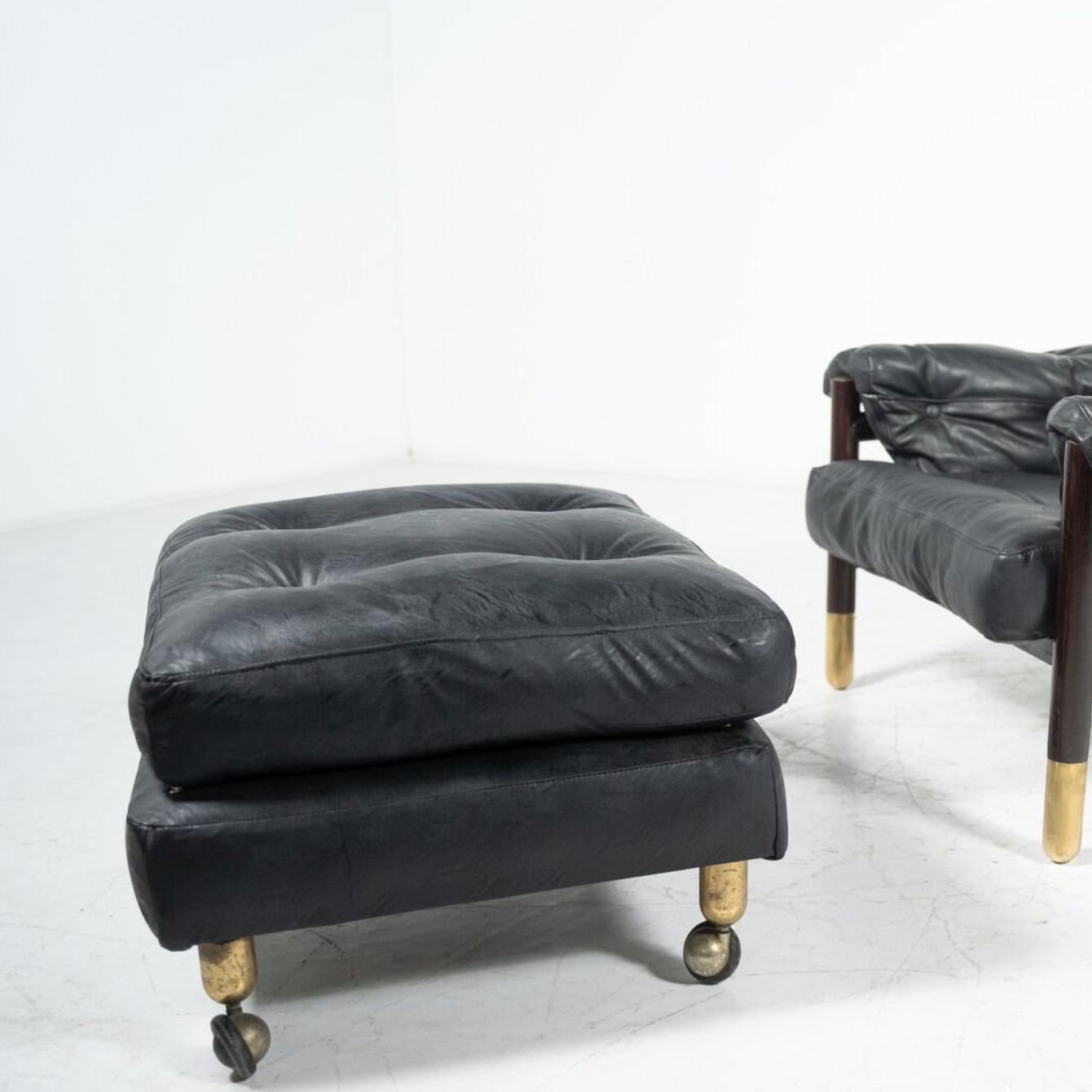 photo for sale Pair Of “Sella” Armchairs With Ottoman By Carlo De Carli For Sormani, 60s
