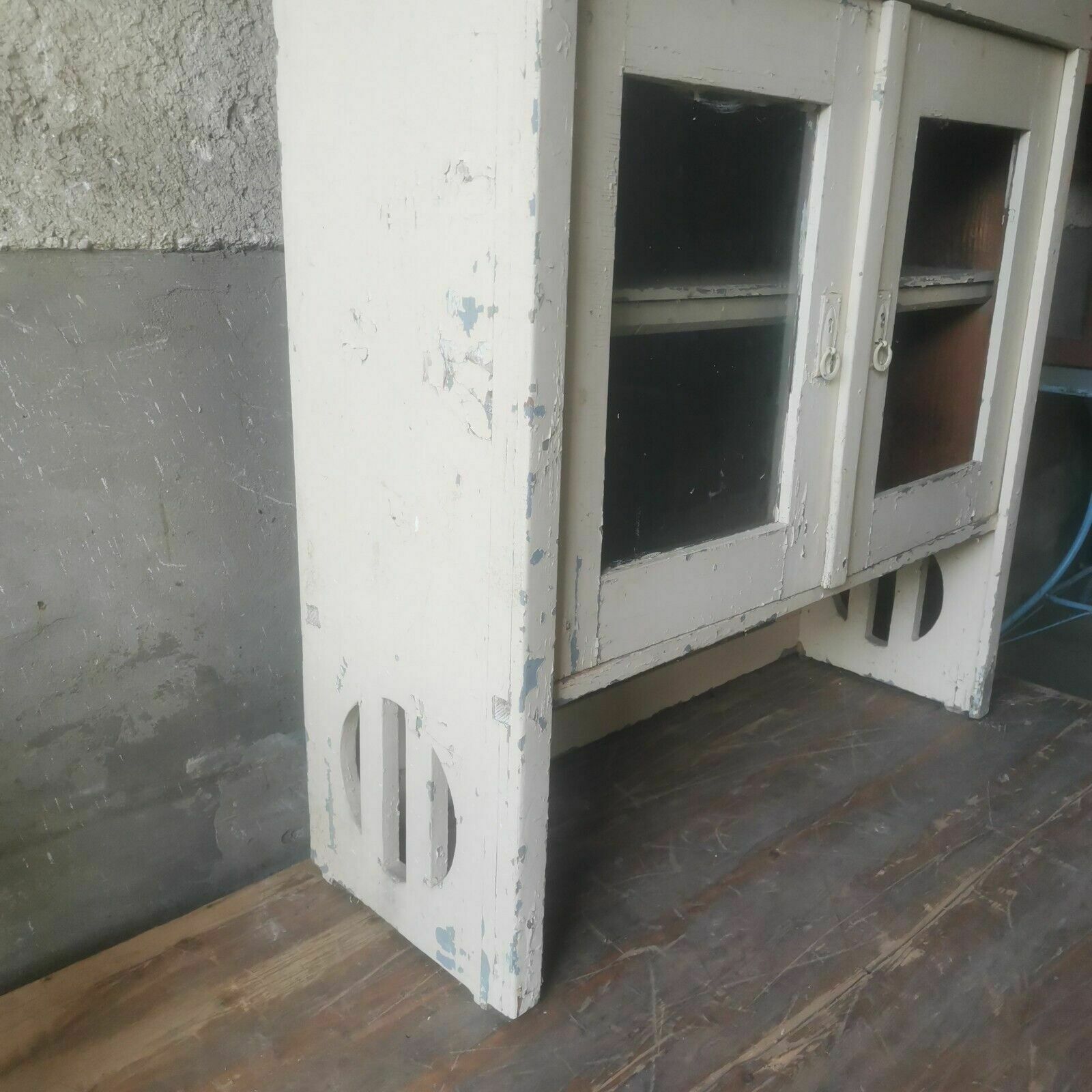 Top Antique Chippy Wooden Glass Display Cabinet Rustic Scratch Built C1920 Art D photo 95.0