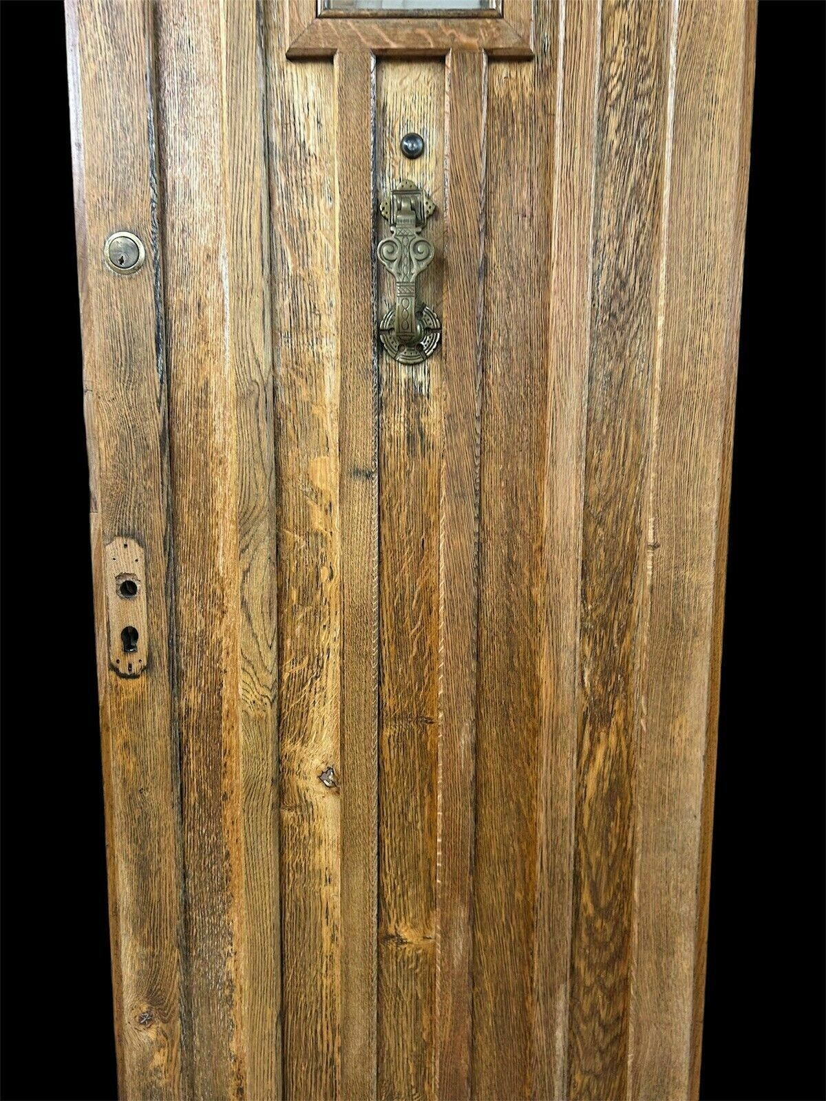 Solid Oak Front Door Old Period Antique Glass Reclaimed Wood Iron Bespoke Joiner photo Home Fixtures