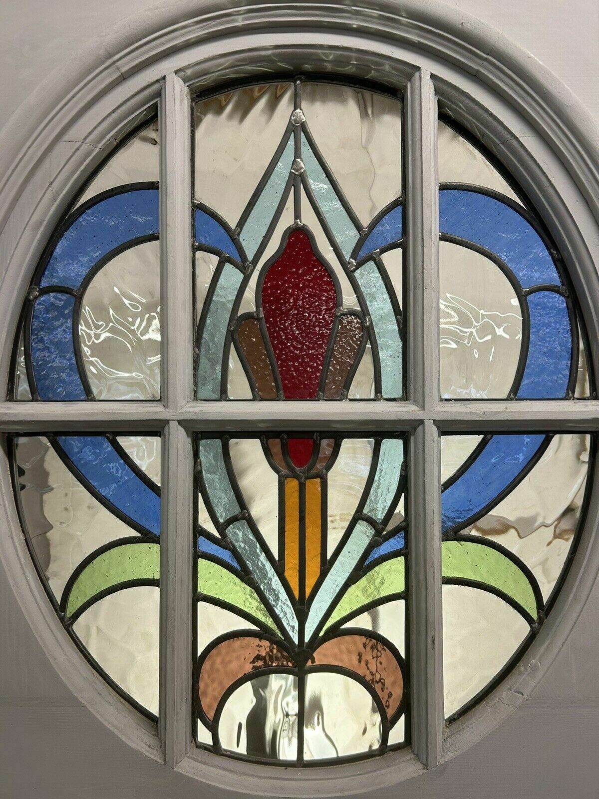 Art Deco Front Door Period Stained Glass Old Reclaimed Antique Lead Wood 20s 30s photo vinterior