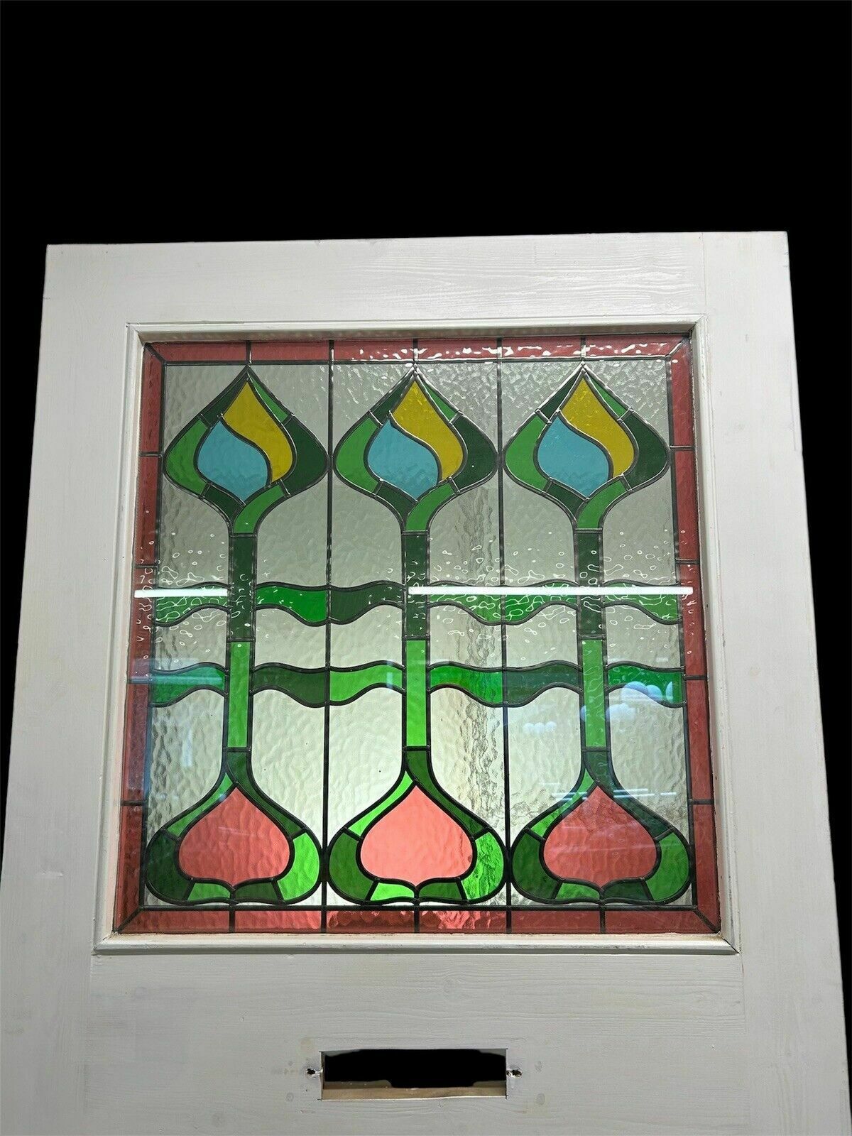 Wide Stained Glass Front Door Period Old Reclaimed Antique Wood Leaded 20s 30s photo buy